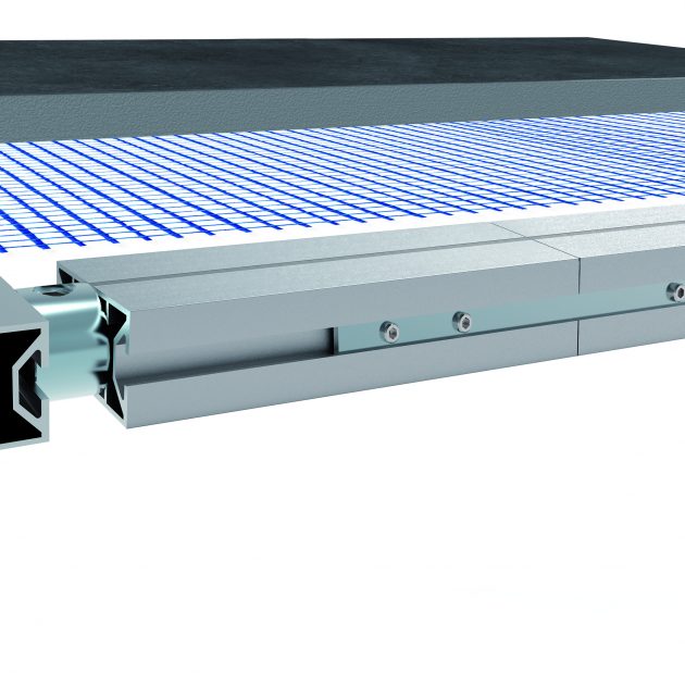 Alumīnija rāmju sistēma TerraMaxx RS plāksnēm un dēļiem ir stabila alumīnija profilu konstrukcija ļoti liela izmēra flīžu un terašu dēļu montāžai